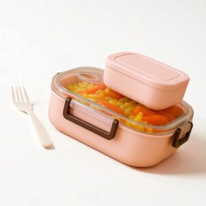 Airtight And Leak Proof Lock With 2 Compartment With Spoon Lunch Box | BPA-Free Food Storage Container for Work & School | Office Men And Woman | Lunch Box for Boy And Girl | Lunch Box for School Kid | Nasta Dabba | Tiffin Box | Lunch Boxes | Food Container | Bento Box (Pack Of 1, Pitch)